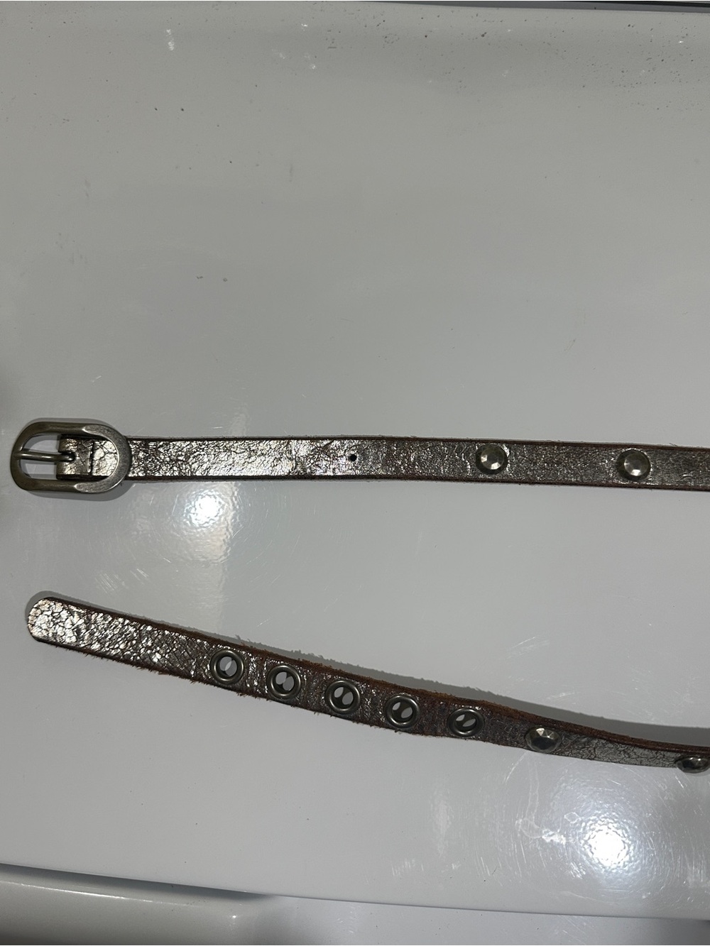 Fossil Metallic Silver Studded Skinny Belt